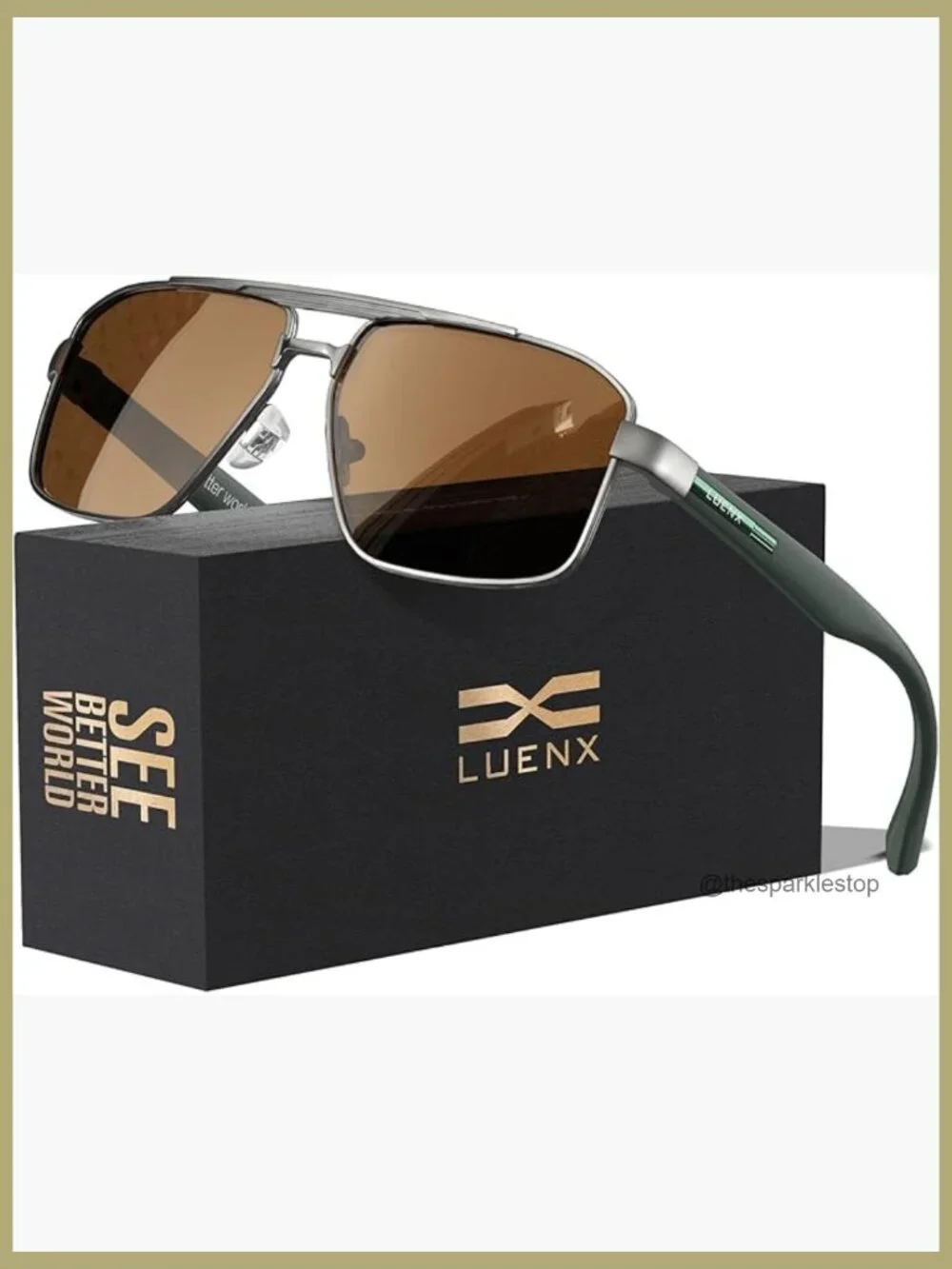Metal Frame Polarized Sunglasses UV400 Protection Square Polygon Lens